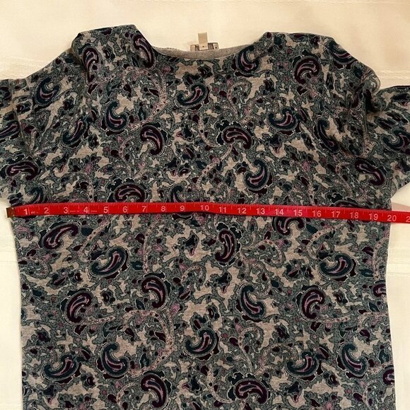 Talbots Sweater Long Sleeve Paisley Brushed Cotton Knit Sweater Petite Large EUC - Picture 8 of 11